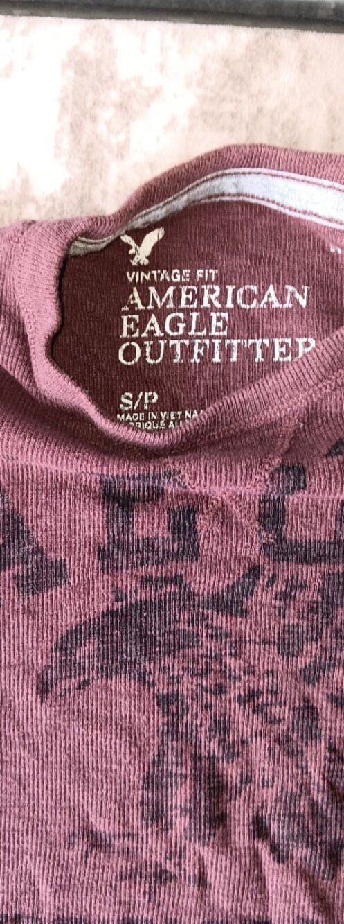 American Eagle Outfitters Mauve Pink Ribbed Graphic Tee